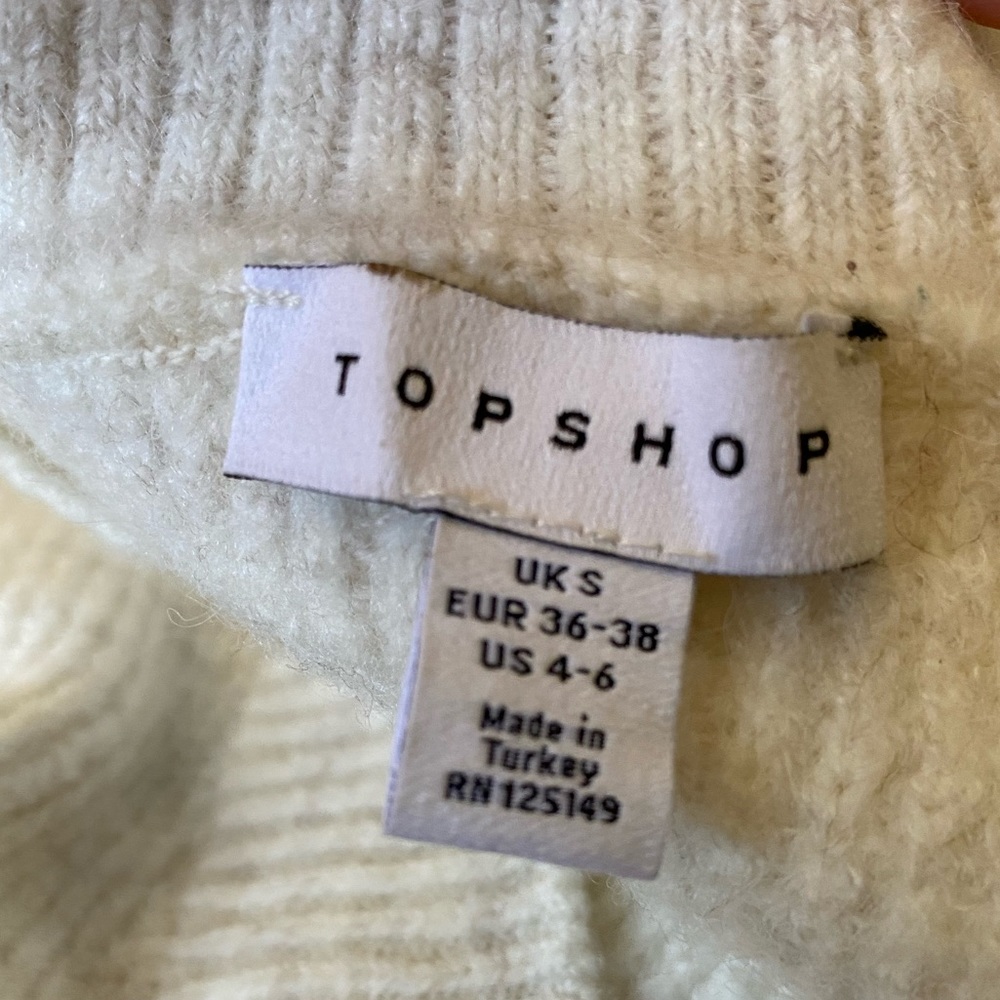 Topshop Beautiful Soft Sweater Dress V Neck Cream/Gray color Raglan Sleeves S… - Picture 2 of 10